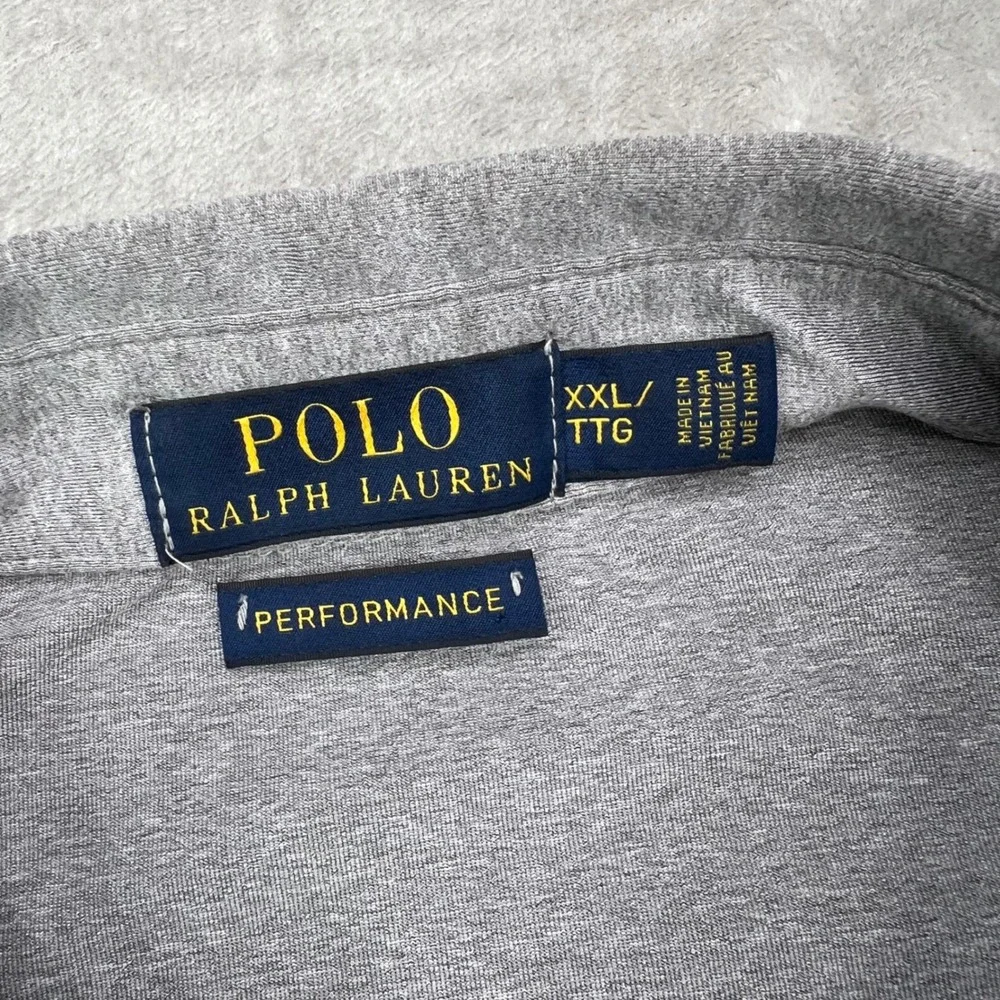 Polo Ralph Lauren Polo Shirt Men 2XL Gray Solid Performance Stretch Short Sleeve
